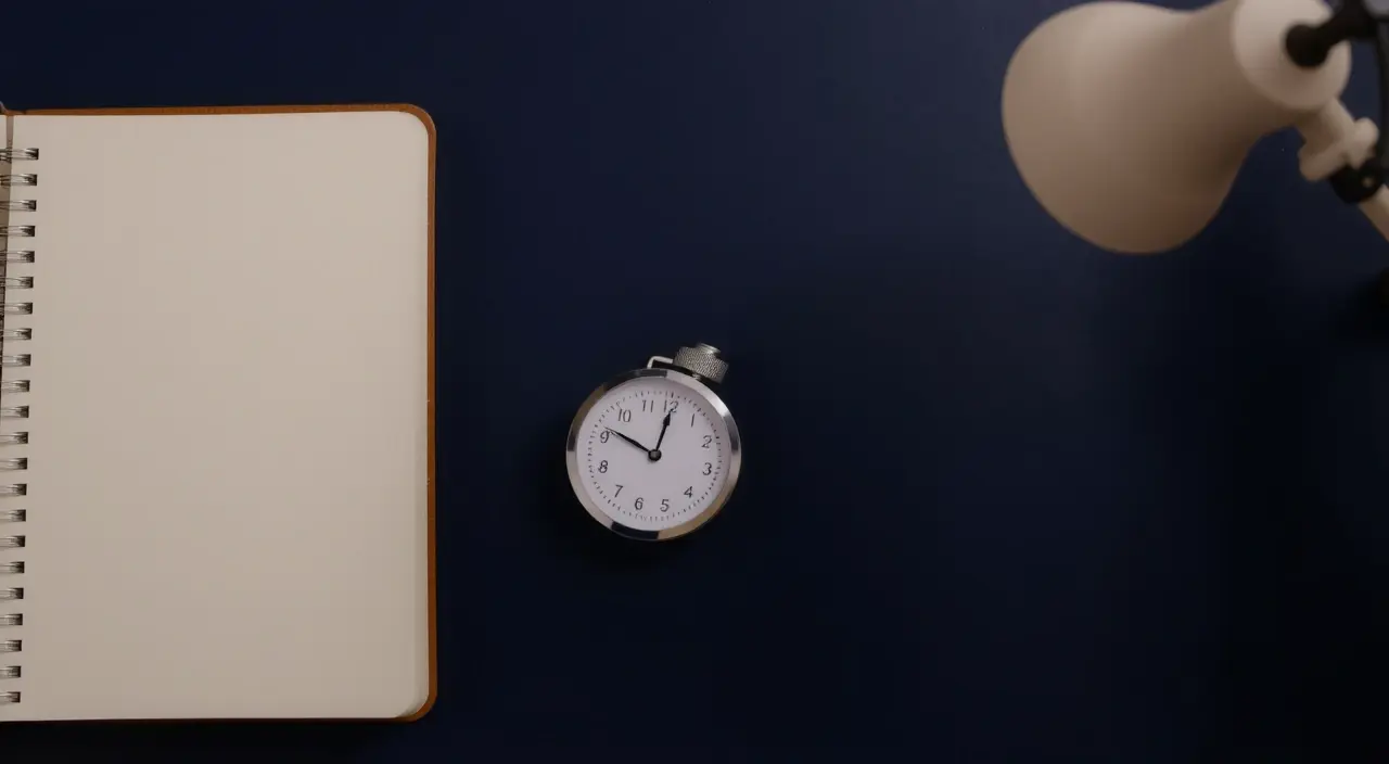 Cuaderno y reloj para planificar una pausa